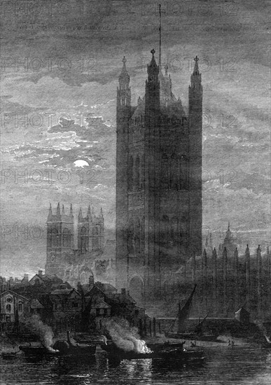The Palace of Westminster, London, 19th century.Artist: W May