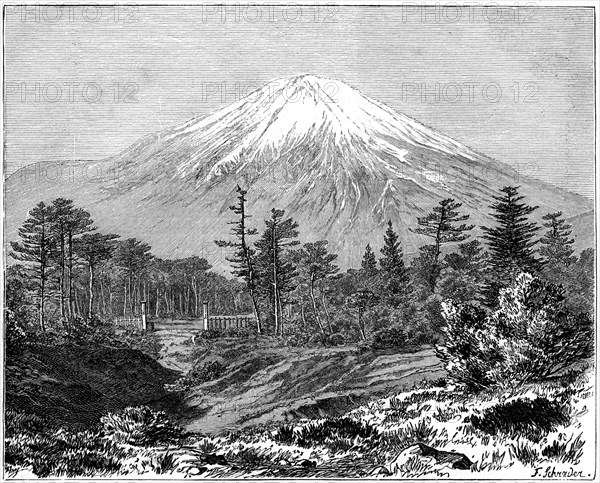 Mount Fuji, Japan, 19th century. Artist: F Schrader