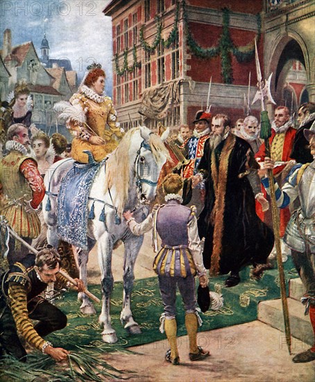 'Queen Elizabeth Opening the Royal Exchange in 1570', (c1920).Artist: Ernest Crofts