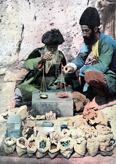 Spice seller, Royal Palace, Tehran, c1890. Artist: Unknown