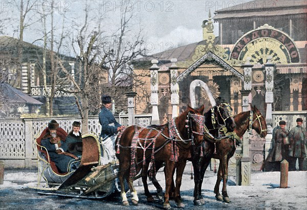 A troika sled in Moscow, Russia, c1890. Artist: Gillot