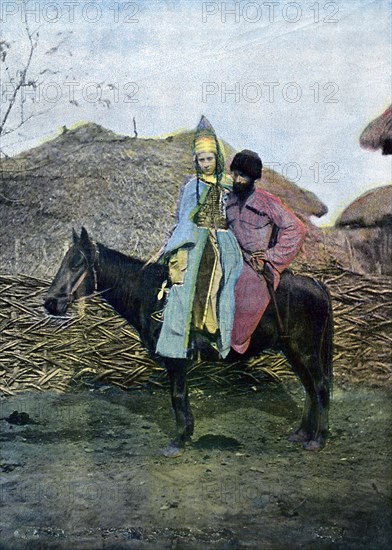Kabardin couple on a journey, c1890. Artist: Unknown