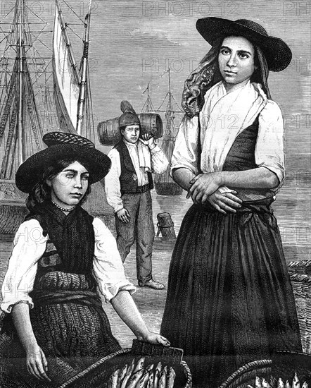 Portuguese women, 19th century. Artist: Ronjat