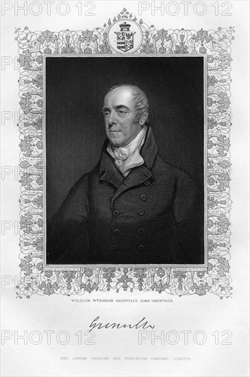 William Wyndham Grenville (1759-1834), 1st Baron Grenville, English politician, 19th century.Artist: TA Dean
