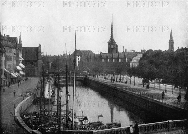 Street scene in Copenhagen, Denmark, 1893.Artist: John L Stoddard