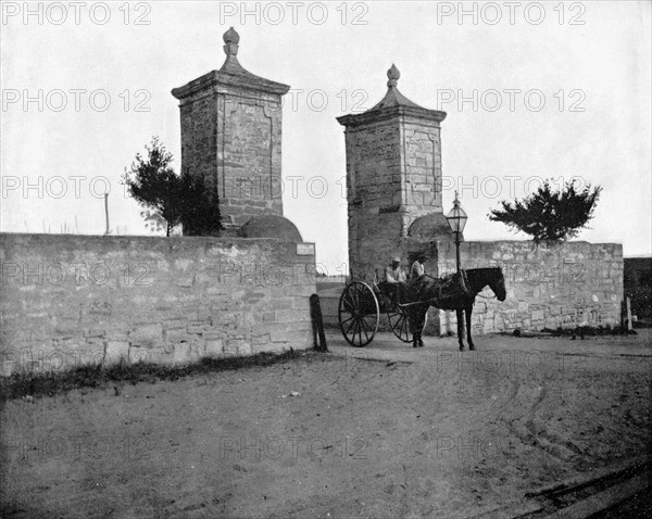 The Old City Gate, St Augustine, Florida, USA, 1893.Artist: John L Stoddard