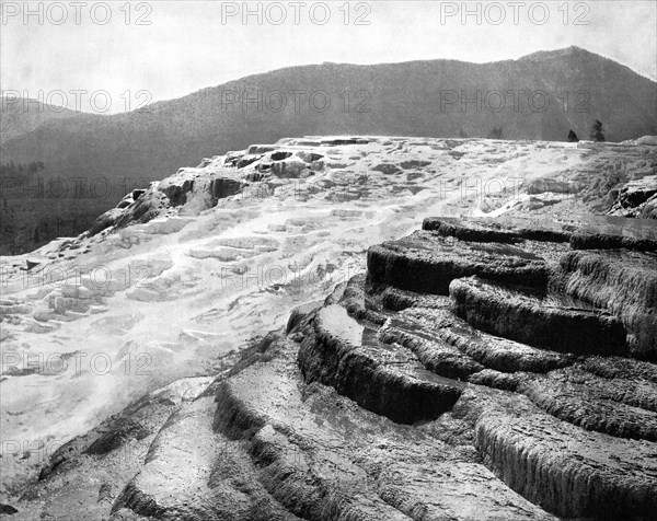 Mammoth Hot Springs, Yellowstone National Park, USA, 1893.Artist: John L Stoddard