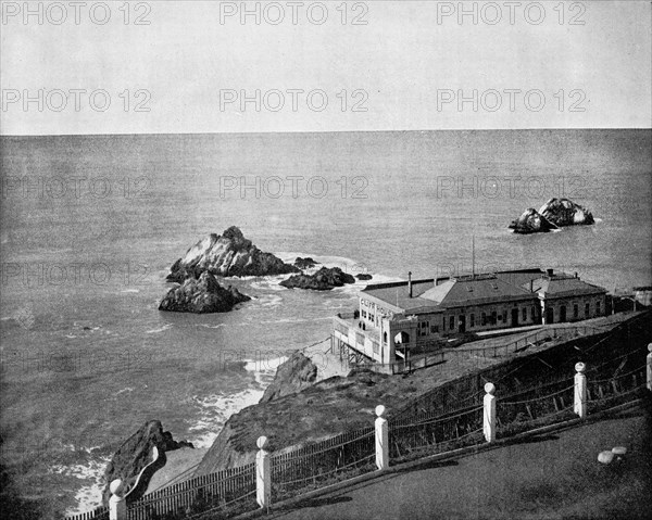 Cliff House and Seal Rocks, Golden Gate, California, USA, 1893.Artist: John L Stoddard