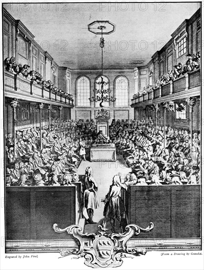 The House of Commons, 1742, (c1920). Artist: John Pine