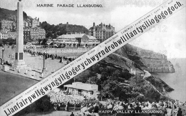 Happy Valley and Marine Parade, Llandudno, 20th century. Artist: E Dennis