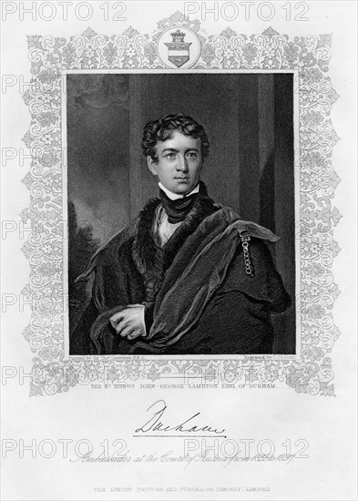 John George Lambton, Earl of Durham, 19th century. Artist: J Cochran