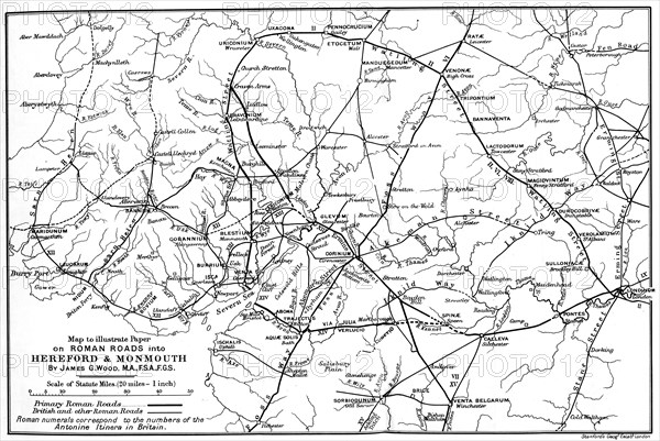 Roman roads into Hereford and Monmouth.Artist: James G Wood