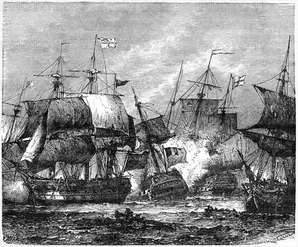 Battle of Abukir Bay, 1 August 1798, (1898). Artist: Unknown