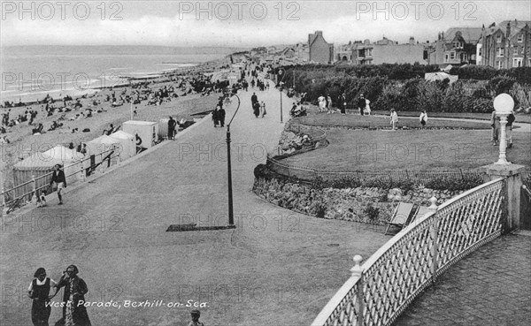 Holidaymakers on West Parade, Bexhill-on-Sea, East Sussex, c1900s-c1920s. Artist: Unknown