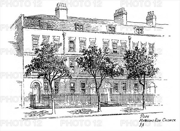 Alexander Pope, Mawson's Row, Chiswick, London, 1912. Artist: Frederick Adcock