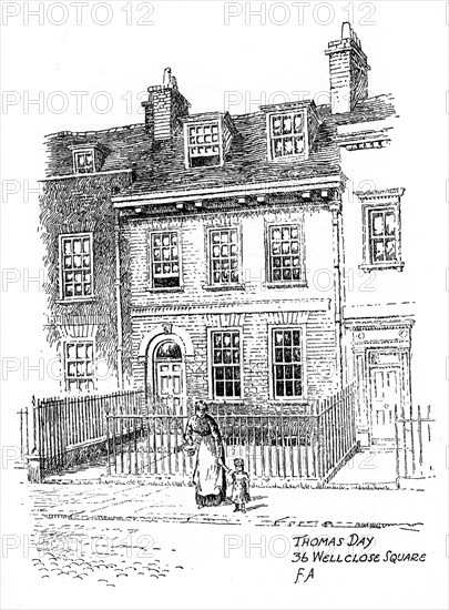Thomas Day's house, 36 Wellclose Square, Whitechapel, London, 1912.Artist: Frederick Adcock