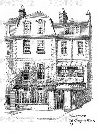 Whistler's house, 96 Cheyne Walk, Chelsea, London, 1912. Artist: Frederick Adcock