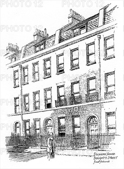 Dickens' house, 48 Doughty Street, London, 1912.Artist: Frederick Adcock