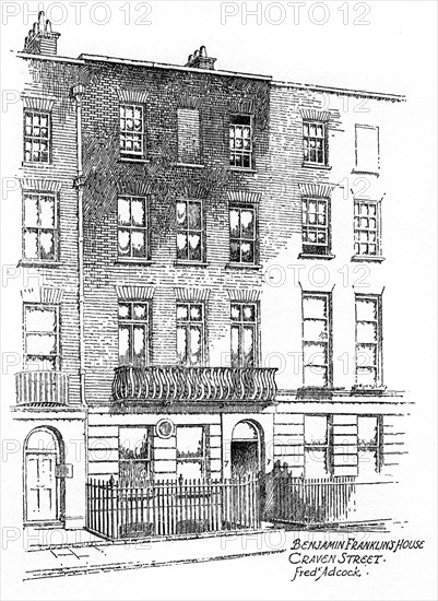 Benjamin Franklin's house, 36 Craven Street, London, 1912. Artist: Frederick Adcock