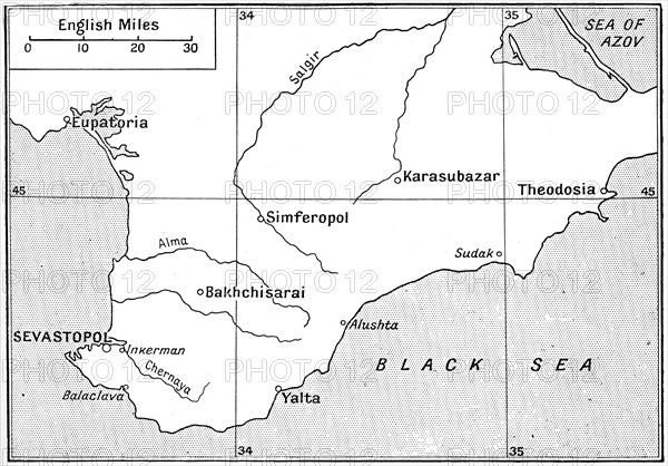 Map of the area where the Crimean War was fought in the 1850s, (c1920). Artist: Walter Hutchinson