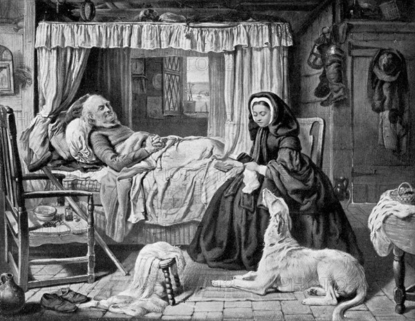 'The Queen in a Cottage Bedroom', late 19th century, (c1920). Artist: Unknown