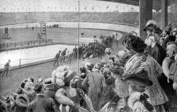 The finish of the marathon, Olympic Games, London, 1908, (c1920). Artist: Unknown