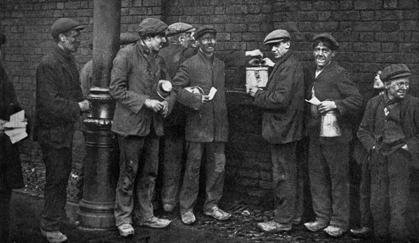 Balloting for the coal strike, Wheatsheaf Colliery, Pendlebury, January 1912, (c1920). Artist: Topical Press Agency