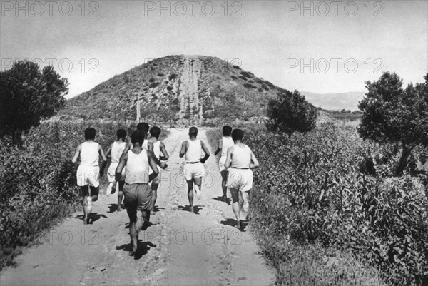 The Tumulus of Marathon, Greece, 1937.Artist: Martin Hurlimann