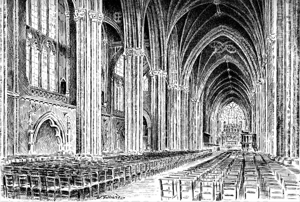 Interior of Bristol Cathedral, 1908-1909.Artist: W Gilliard