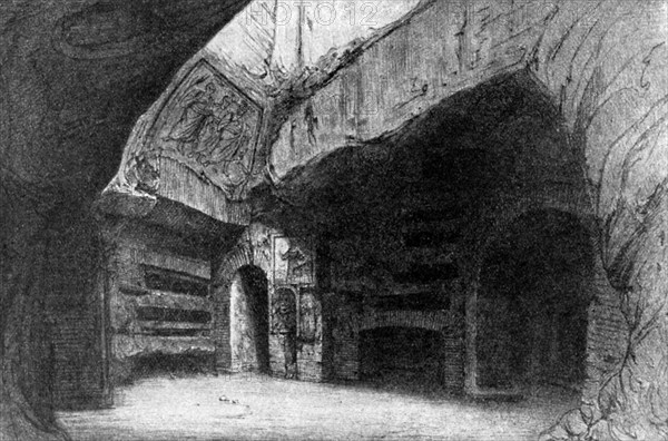 The crypt of St Cecilia, the Catacombs, Rome, Italy, 1935.Artist: Anderson