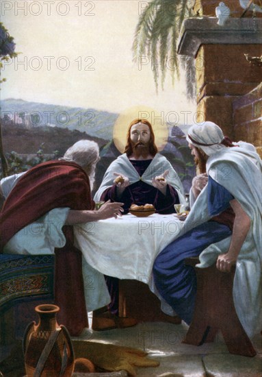 Breaking of Bread at Emmaus, 1926. Artist: Unknown