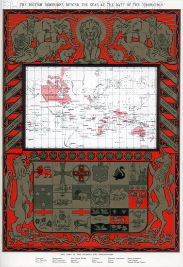 The British dominions beyond the seas at the date of the coronation, 1902. Artist: Alfred Hugh Fisher