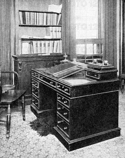 Chair & Desk of Charles Dickens, used at Gadshill, 1923.Artist: Rischgitz Collection