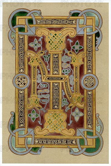 Illuminated initials 'I' and 'N', 9th century. Artist: Unknown
