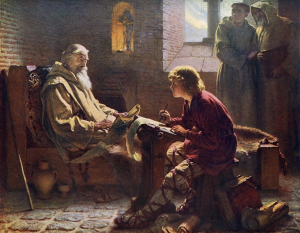 'The Venerable Bede Translating the Last Chapter of St John', 1926.Artist: James Doyle Penrose