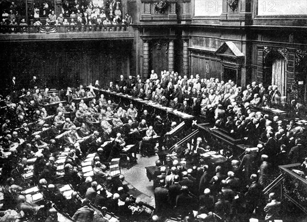 A typical sitting of the Reichstag, Parliament of the German Republic, 1926. Artist: Unknown