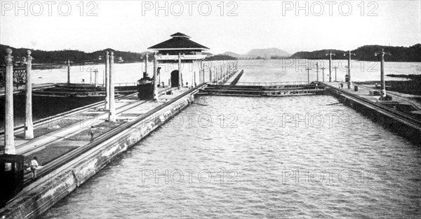 A lock on the Panama Canal, Panama, 1926. Artist: Unknown