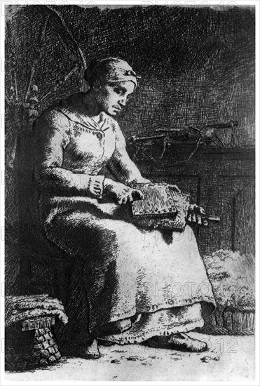 'The Wool Carder', c1835-1875 (1924). Artist: Jean Francois Millet