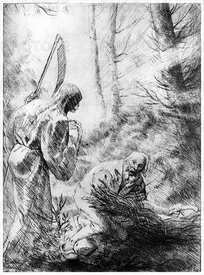 'Death of a Woodhewer', c1860-1910 (1924).Artist: Alphonse Legros