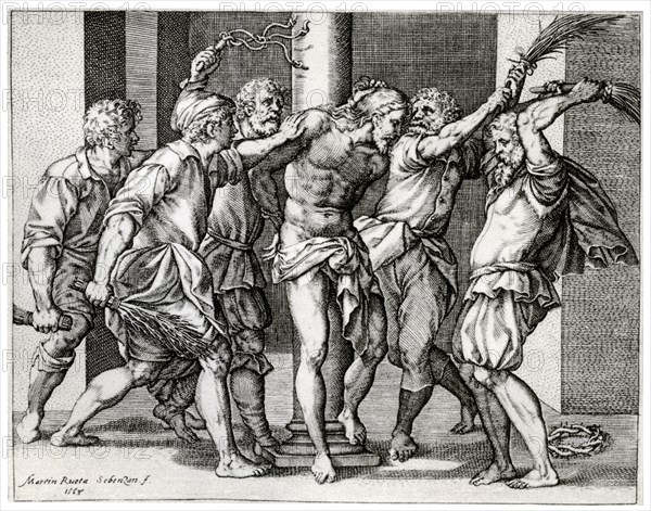 'The Scourging of Christ', 1568, (1937). Artist: Martino Rota