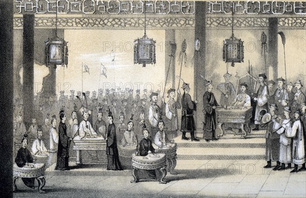 'The annual festival celebrating the emperor's birthday, revived by Kublai-Khan', 1847. Artist: B Clayton