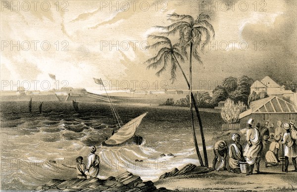'Setting in of the monsoon, Cannanore Fort', 1847. Artist: Unknown