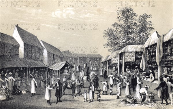 'Bazaar at Cabul, in the fruit season', 1847. Artist: Unknown