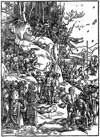 'Martyrdom of the Ten Thousand Christians on Mt Ararat', 1495-1497, (1936). Artist: Albrecht Dürer