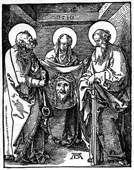 'St Veronica with the Sudarium between St Peter and Paul', 1510, (1936). Artist: Albrecht Dürer