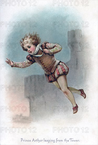 'Prince Arthur leaping from the Tower', 1897.Artist: Frances Brundage