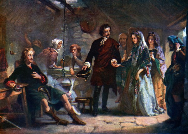The first meeting of Prince Charles and Flora Macdonald on the island of South Uist, 1925. Artist: Unknown