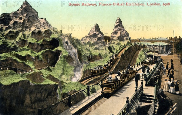 Scenic railway, Franco-British Exhibition, London, 1908.Artist: Valentine & Sons