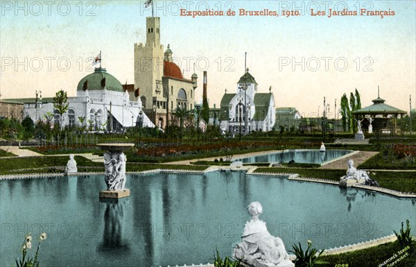 The French Garden, Universal Exhibition, Brussels, Belgium, 1910.Artist: Valentine & Sons