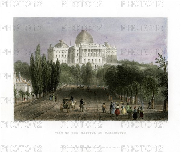 View of the Capitol at Washington, USA, 1837.Artist: CJ Bentley